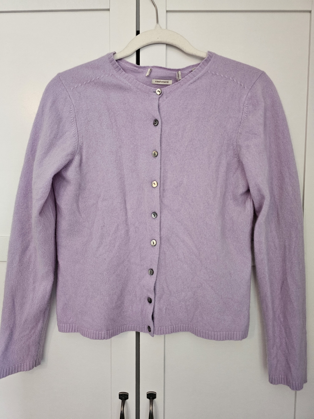 Charter Club Karen Scott 100% Cashmere Crewneck Cardigan Sweater Lilac Purple L